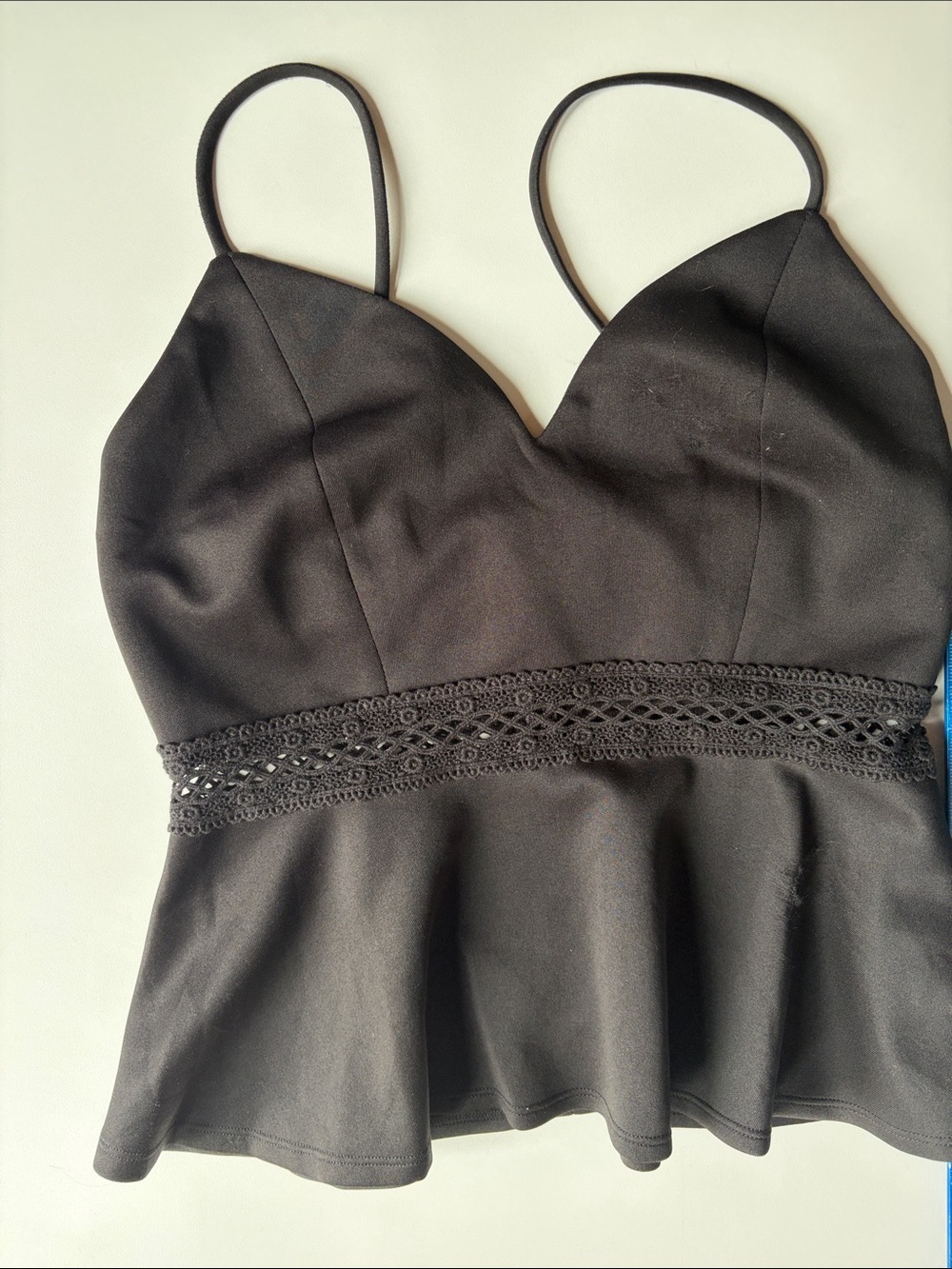 Forever 21 Black Lace-Trim Peplum Cami